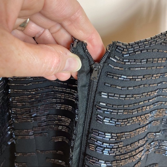 J Kara New York sz Large black sequin fitted spaghetti strap top - Picture 11 of 16